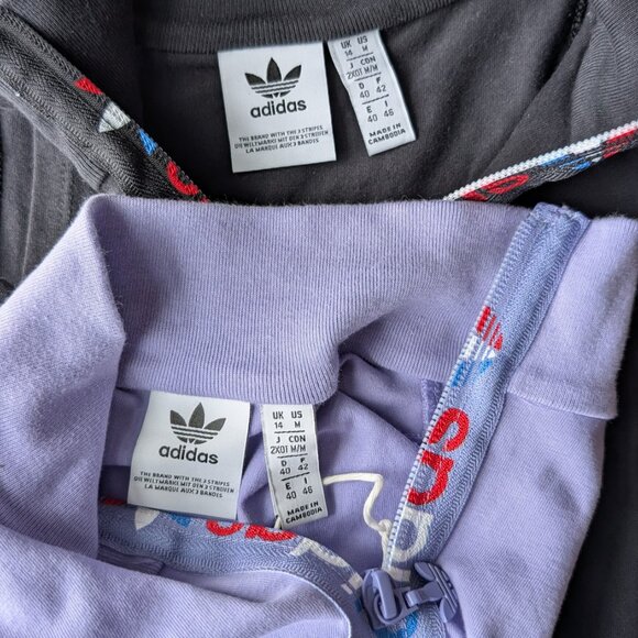 Adidas-Originals Adicolor Trefoil Half Zip Tank Top Black Purple Bundle medium - Picture 6 of 9
